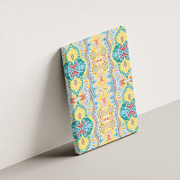 Indian Mandala Pattern Canvas Wall Art Yellow Geometric Floral Mandala