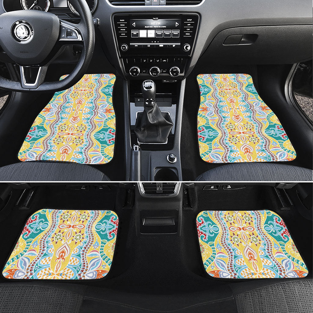Indian Mandala Pattern Car Mats Yellow Geometric Floral Mandala