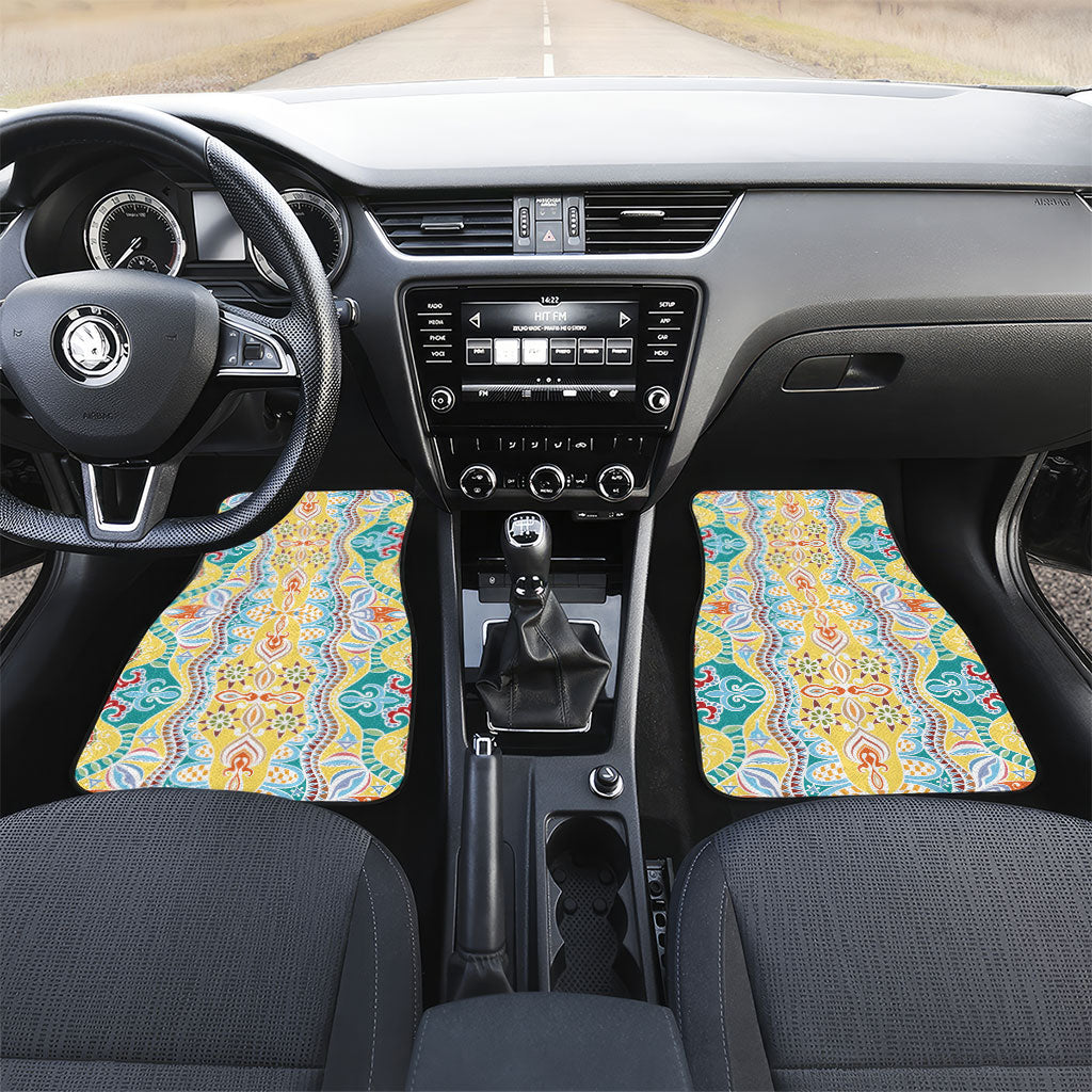 Indian Mandala Pattern Car Mats Yellow Geometric Floral Mandala