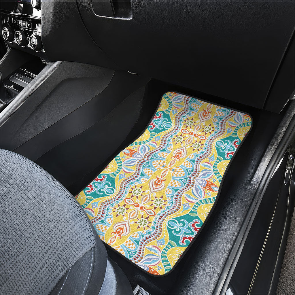 Indian Mandala Pattern Car Mats Yellow Geometric Floral Mandala