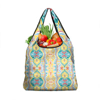 Indian Mandala Pattern Grocery Bag Yellow Geometric Floral Mandala