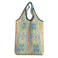 Indian Mandala Pattern Grocery Bag Yellow Geometric Floral Mandala