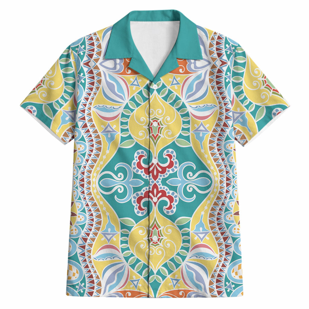 Indian Mandala Pattern Hawaiian Shirt Yellow Geometric Floral Mandala