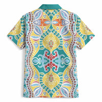 Indian Mandala Pattern Hawaiian Shirt Yellow Geometric Floral Mandala