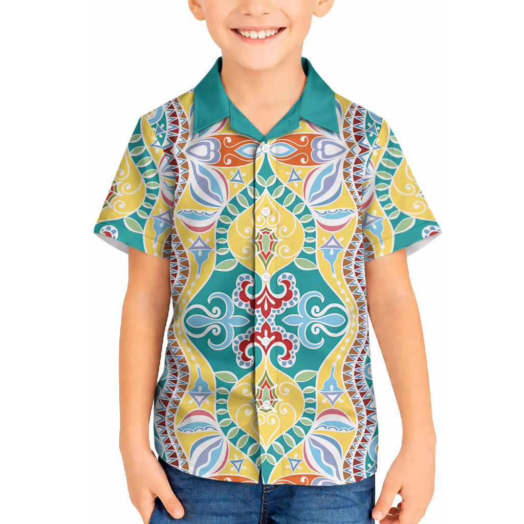 Indian Mandala Pattern Hawaiian Shirt Yellow Geometric Floral Mandala