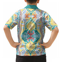 Indian Mandala Pattern Hawaiian Shirt Yellow Geometric Floral Mandala