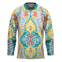 Indian Mandala Pattern Hockey Jersey Yellow Geometric Floral Mandala