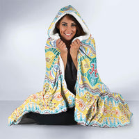 Indian Mandala Pattern Hooded Blanket Yellow Geometric Floral Mandala