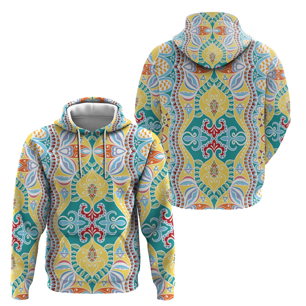 Indian Mandala Pattern Hoodie Yellow Geometric Floral Mandala