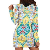 Indian Mandala Pattern Hoodie Dress Yellow Geometric Floral Mandala