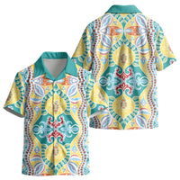 Indian Mandala Pattern Kid Hawaiian Shirt Yellow Geometric Floral Mandala