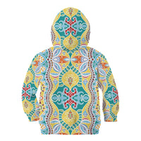 Indian Mandala Pattern Kid Hoodie Yellow Geometric Floral Mandala