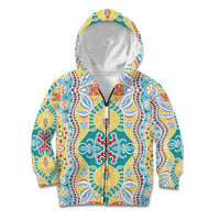 Indian Mandala Pattern Kid Hoodie Yellow Geometric Floral Mandala