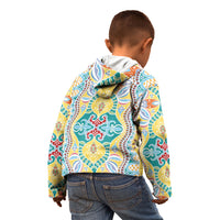 Indian Mandala Pattern Kid Hoodie Yellow Geometric Floral Mandala
