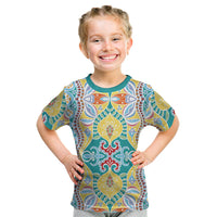 Indian Mandala Pattern Kid T Shirt Yellow Geometric Floral Mandala