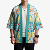 Indian Mandala Pattern Kimono Yellow Geometric Floral Mandala