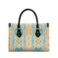 Indian Mandala Pattern Leather Bag Yellow Geometric Floral Mandala