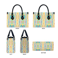 Indian Mandala Pattern Leather Bag Yellow Geometric Floral Mandala