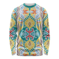 Indian Mandala Pattern Long Sleeve Shirt Yellow Geometric Floral Mandala