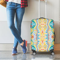 Indian Mandala Pattern Luggage Cover Yellow Geometric Floral Mandala
