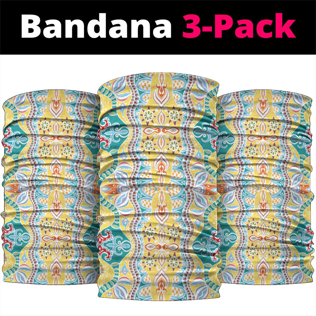 Indian Mandala Pattern Neck Gaiter Yellow Geometric Floral Mandala