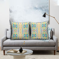 Indian Mandala Pattern Pillow Cover Yellow Geometric Floral Mandala
