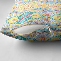 Indian Mandala Pattern Pillow Cover Yellow Geometric Floral Mandala
