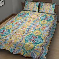 Indian Mandala Pattern Quilt Bed Set Yellow Geometric Floral Mandala