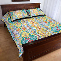 Indian Mandala Pattern Quilt Bed Set Yellow Geometric Floral Mandala