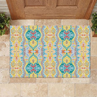 Indian Mandala Pattern Rubber Doormat Yellow Geometric Floral Mandala