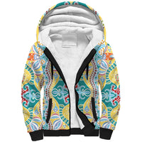 Indian Mandala Pattern Sherpa Hoodie Yellow Geometric Floral Mandala