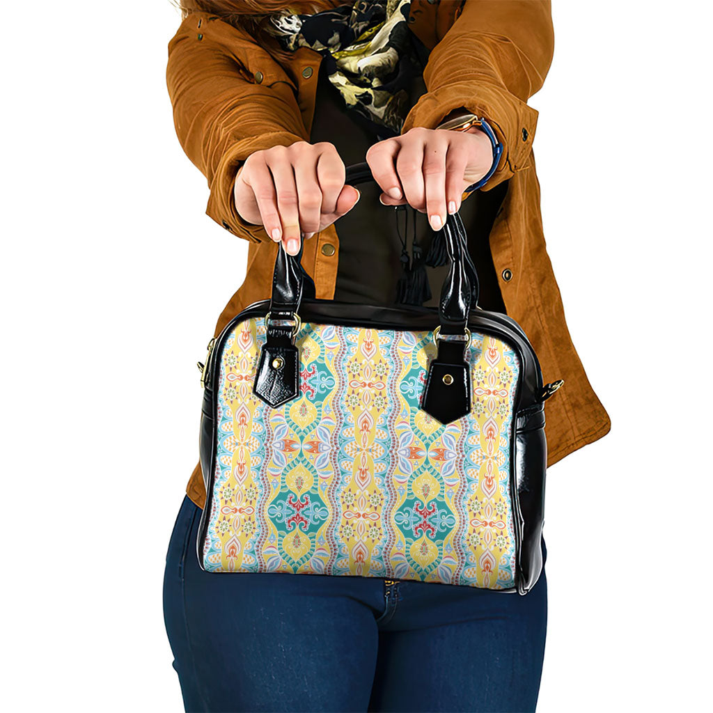 Indian Mandala Pattern Shoulder Handbag Yellow Geometric Floral Mandala