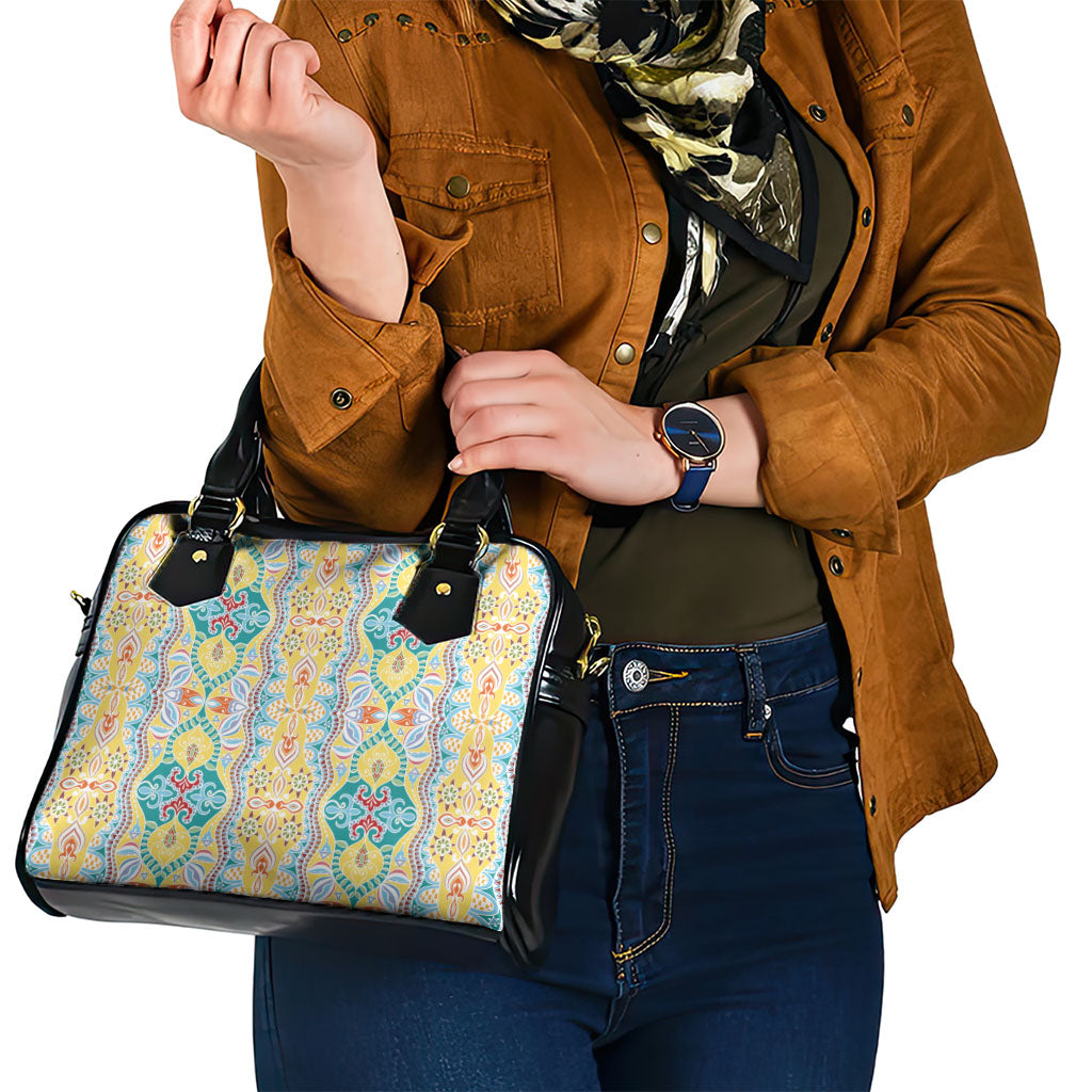 Indian Mandala Pattern Shoulder Handbag Yellow Geometric Floral Mandala