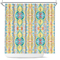 Indian Mandala Pattern Shower Curtain Yellow Geometric Floral Mandala