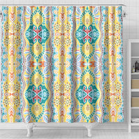 Indian Mandala Pattern Shower Curtain Yellow Geometric Floral Mandala