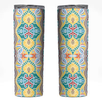 Indian Mandala Pattern Skinny Tumbler Yellow Geometric Floral Mandala