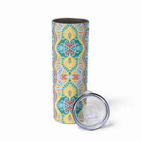 Indian Mandala Pattern Skinny Tumbler Yellow Geometric Floral Mandala