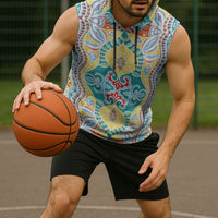 Indian Mandala Pattern Sleeveless Hoodie Yellow Geometric Floral Mandala