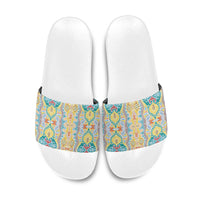 Indian Mandala Pattern Slide Sandals Yellow Geometric Floral Mandala