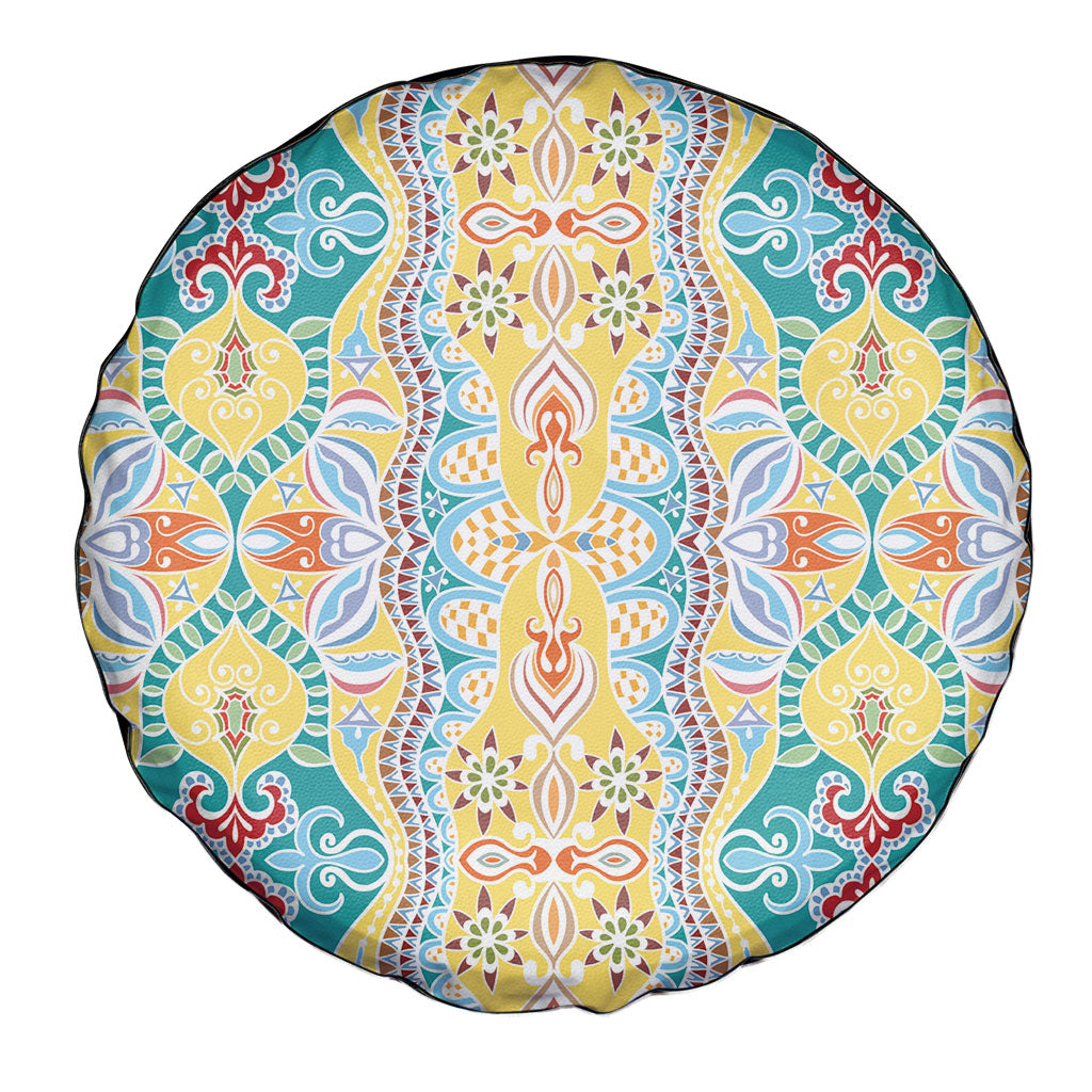 Indian Mandala Pattern Spare Tire Cover Yellow Geometric Floral Mandala