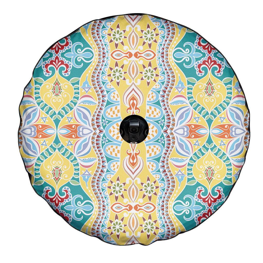 Indian Mandala Pattern Spare Tire Cover Yellow Geometric Floral Mandala