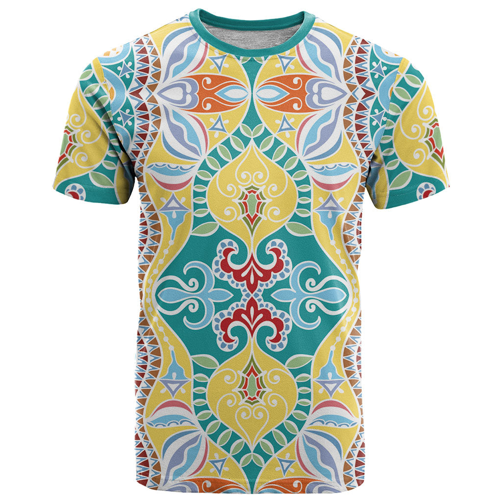 Indian Mandala Pattern T Shirt Yellow Geometric Floral Mandala