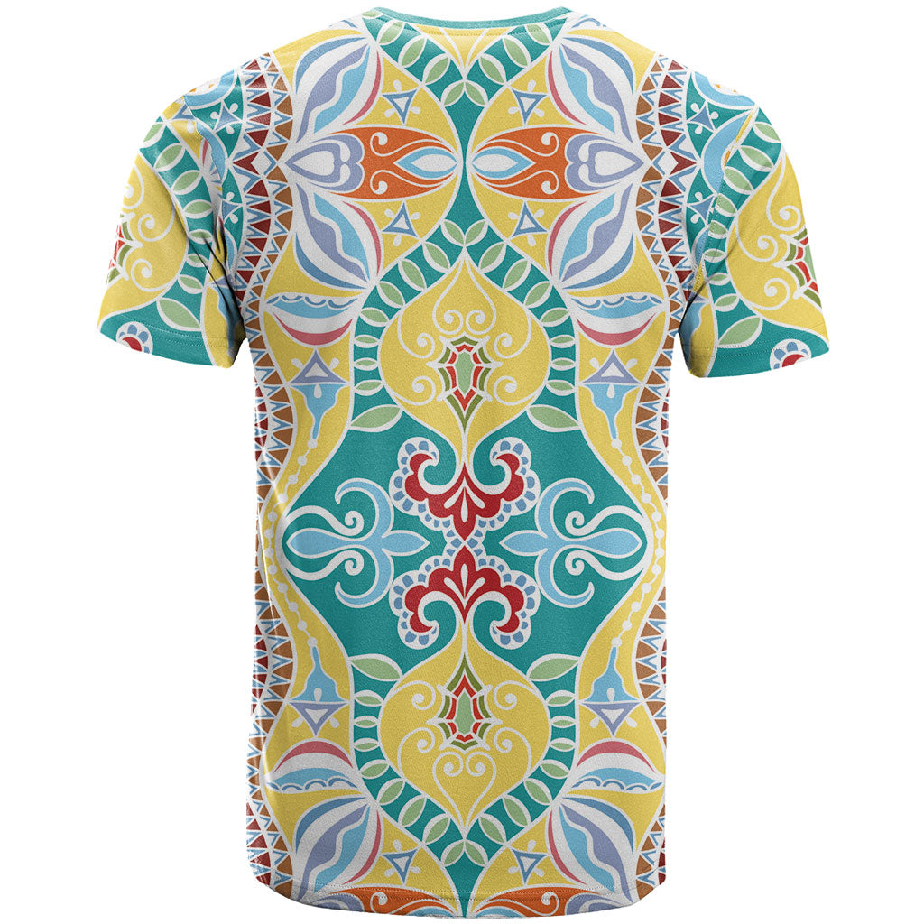 Indian Mandala Pattern T Shirt Yellow Geometric Floral Mandala