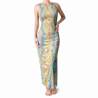 Indian Mandala Pattern Tank Maxi Dress Yellow Geometric Floral Mandala