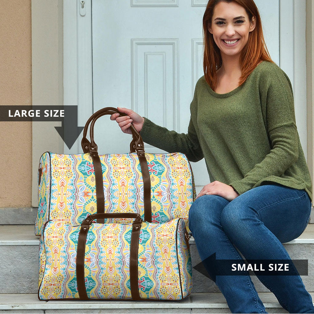 Indian Mandala Pattern Travel Bag Yellow Geometric Floral Mandala