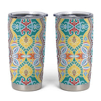 Indian Mandala Pattern Tumbler Cup Yellow Geometric Floral Mandala