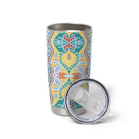 Indian Mandala Pattern Tumbler Cup Yellow Geometric Floral Mandala