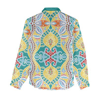 Indian Mandala Pattern Women Casual Shirt Yellow Geometric Floral Mandala
