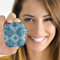 Indian Mandala Pattern AirPods Case Blue Geometric Floral Mandala