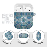 Indian Mandala Pattern AirPods Case Blue Geometric Floral Mandala